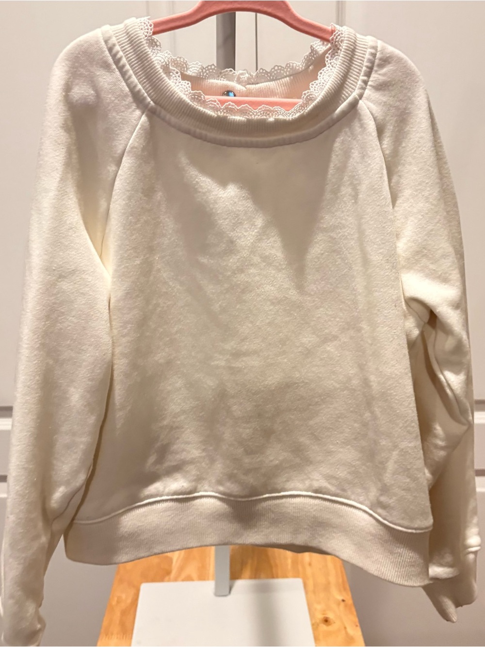 Copper Key Girls Ivory Cream Lace Neck Pullover Sweater M 8/10